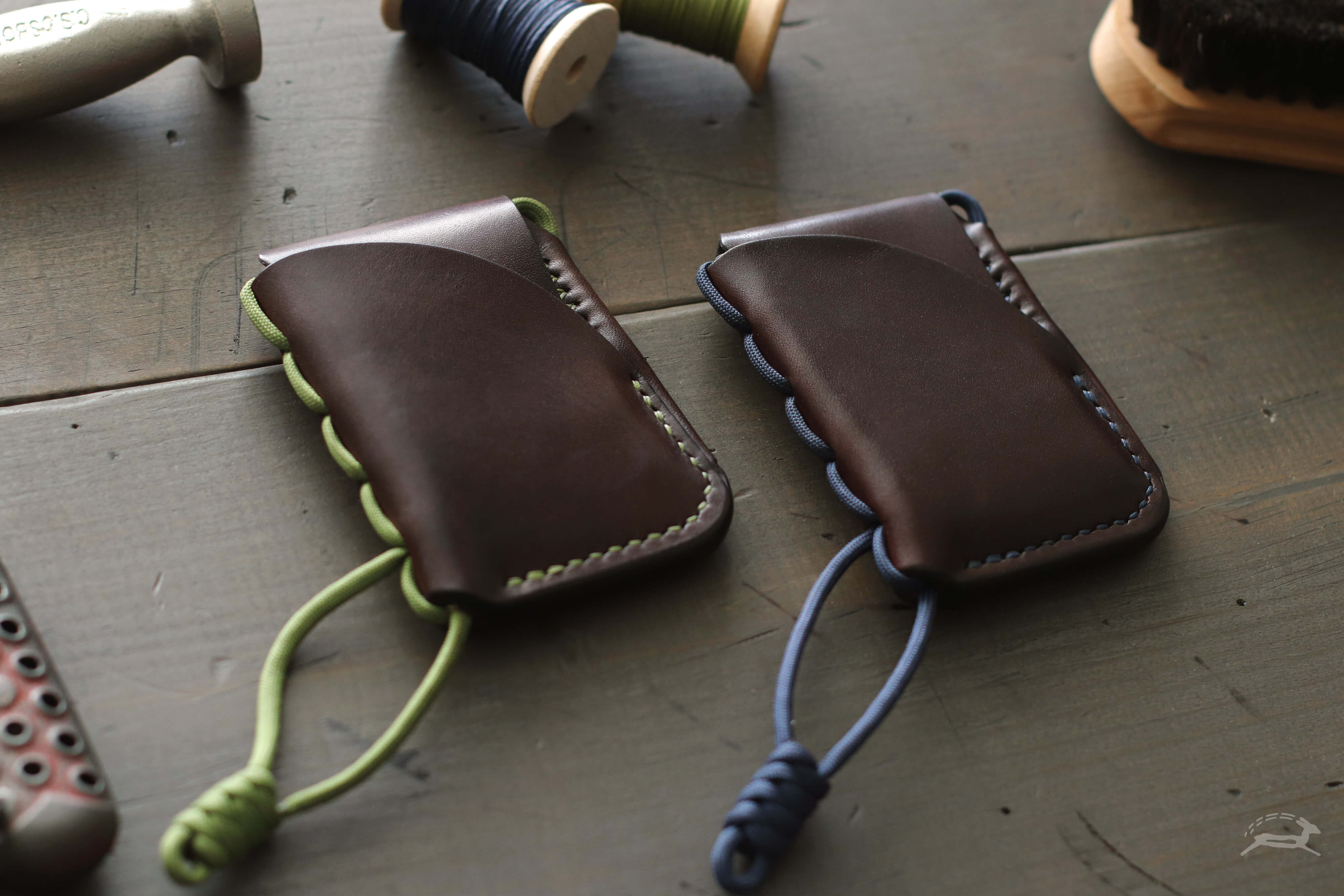 Dark brown wallets with colorful paracord lanyards - OCHRE handcrafted