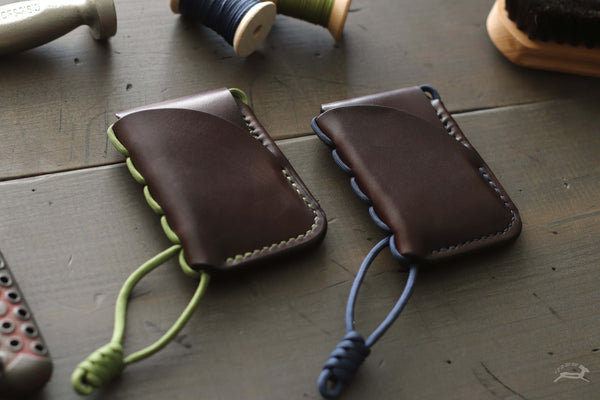 Dark brown wallets with colorful paracord lanyards - OCHRE handcrafted