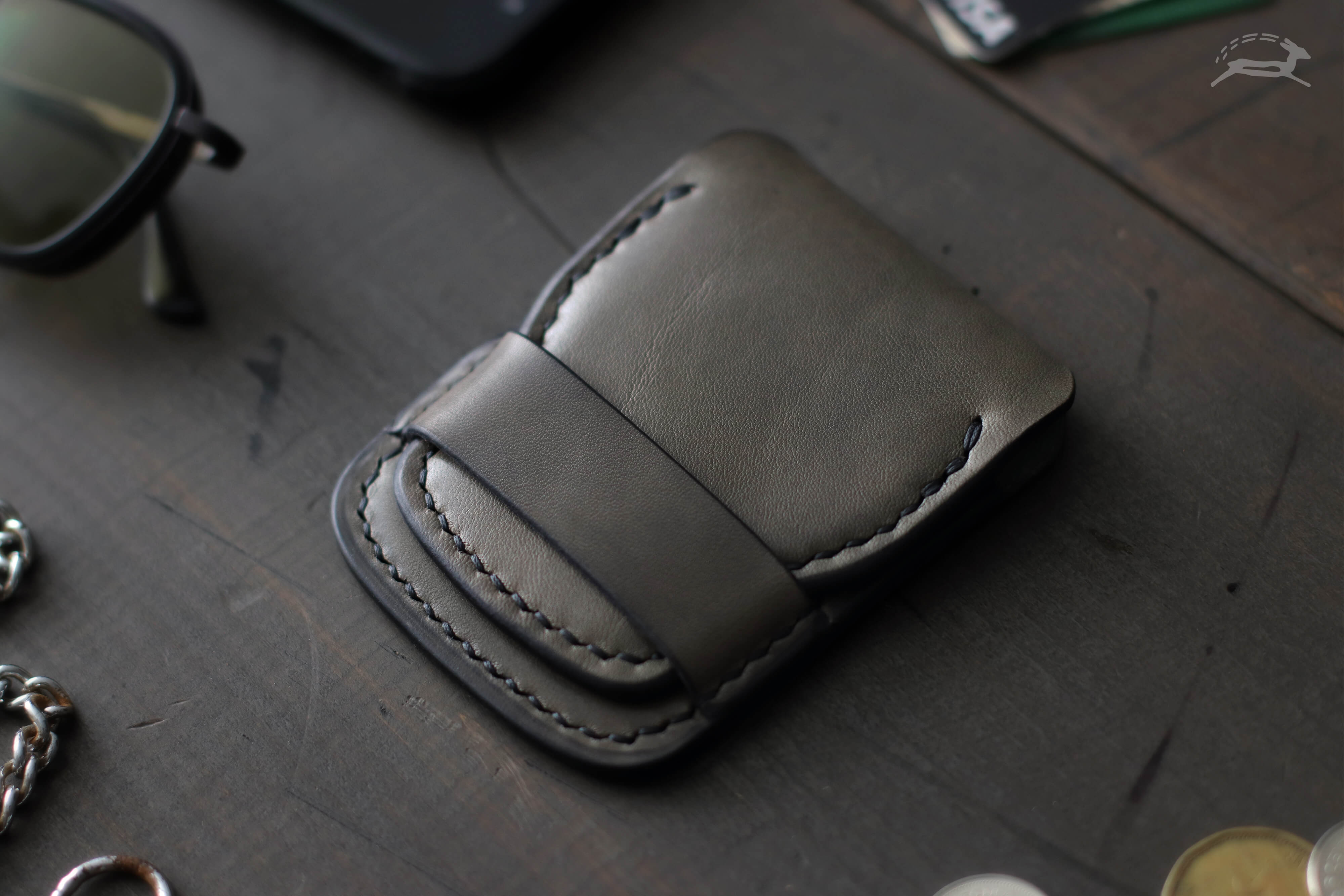 Handmade Leather Bifold wallet in Cool grey - OCHRE handcrafted