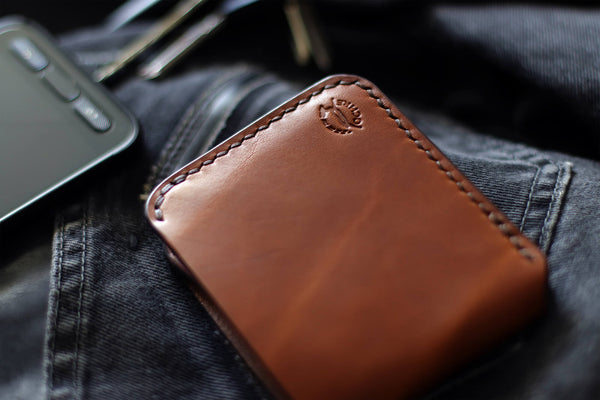 HANDMADE LEATHER BILLFOLD SLIM MINIMALIST - OCHRE HANDCRAFTED