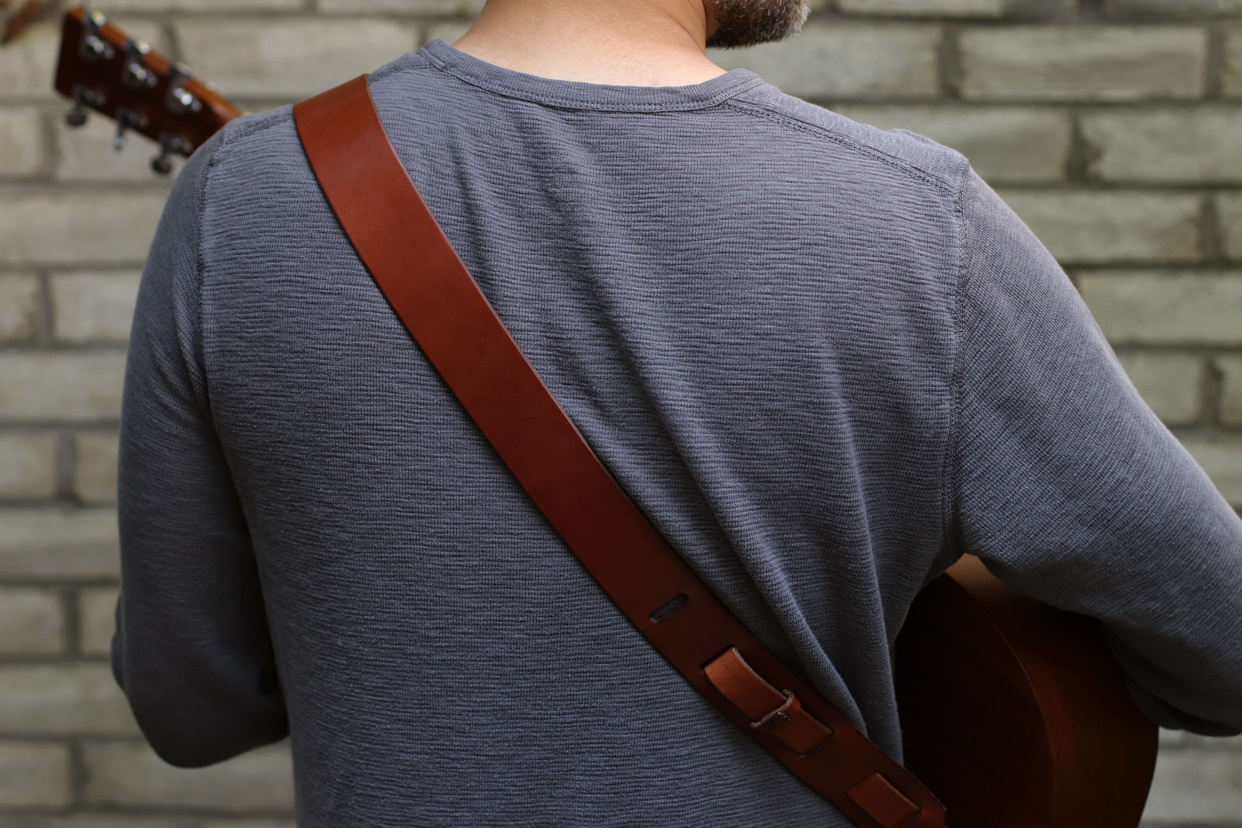 Vintage Brown Leather Guitar Strap - OCHRE handcrafted