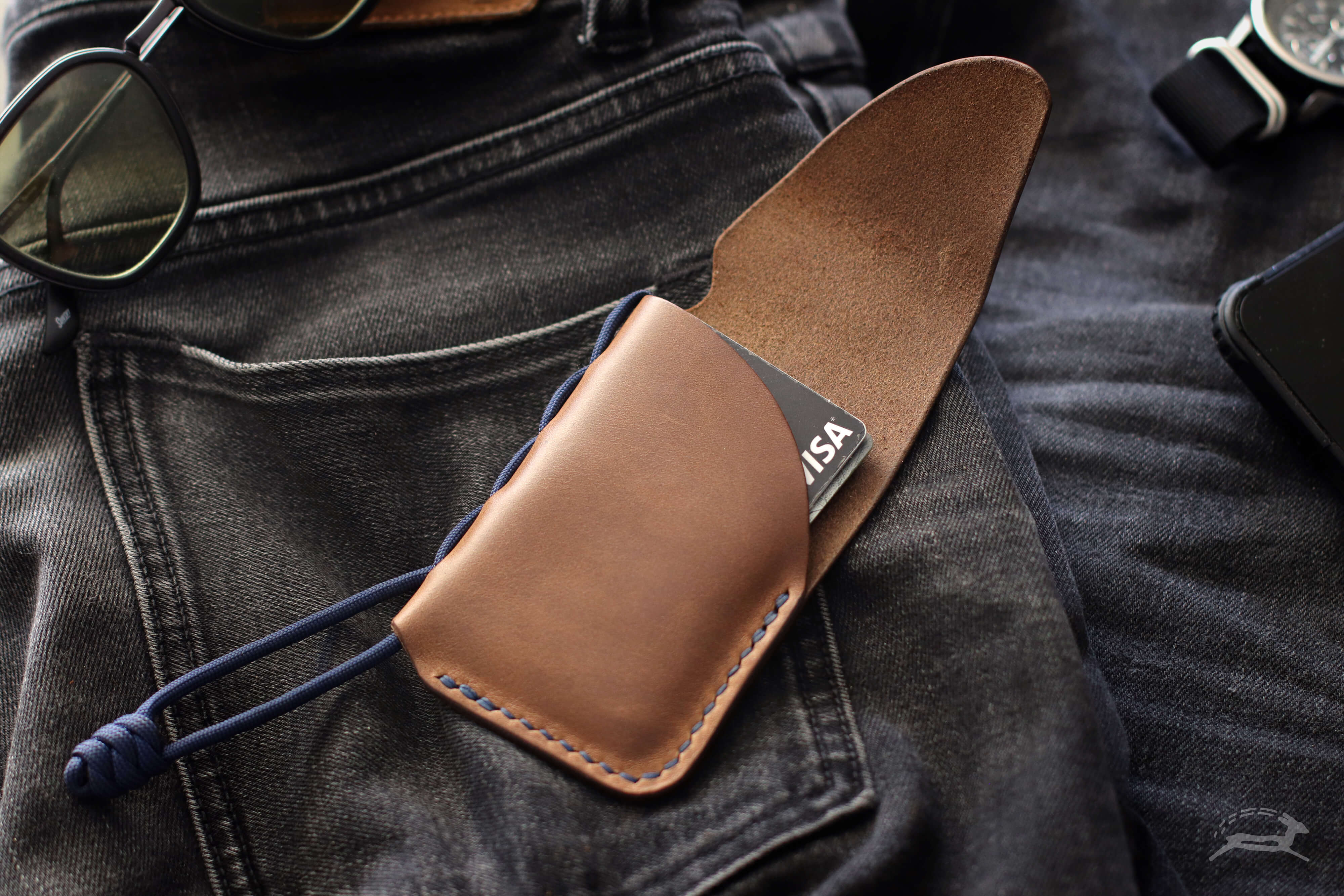 light brown leather minimalist wallet - OCHRE handcrafted