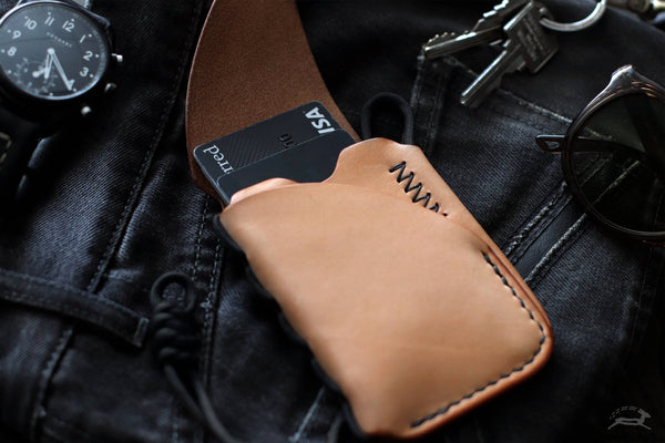 natural leather card wallet with pilots watch - OCHRE handcrafted