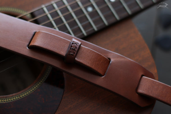 Thin Guitar Strap Tan Leather
