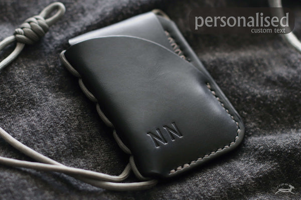 black leather card wallet with custom monogram - OCHRE handcrafted