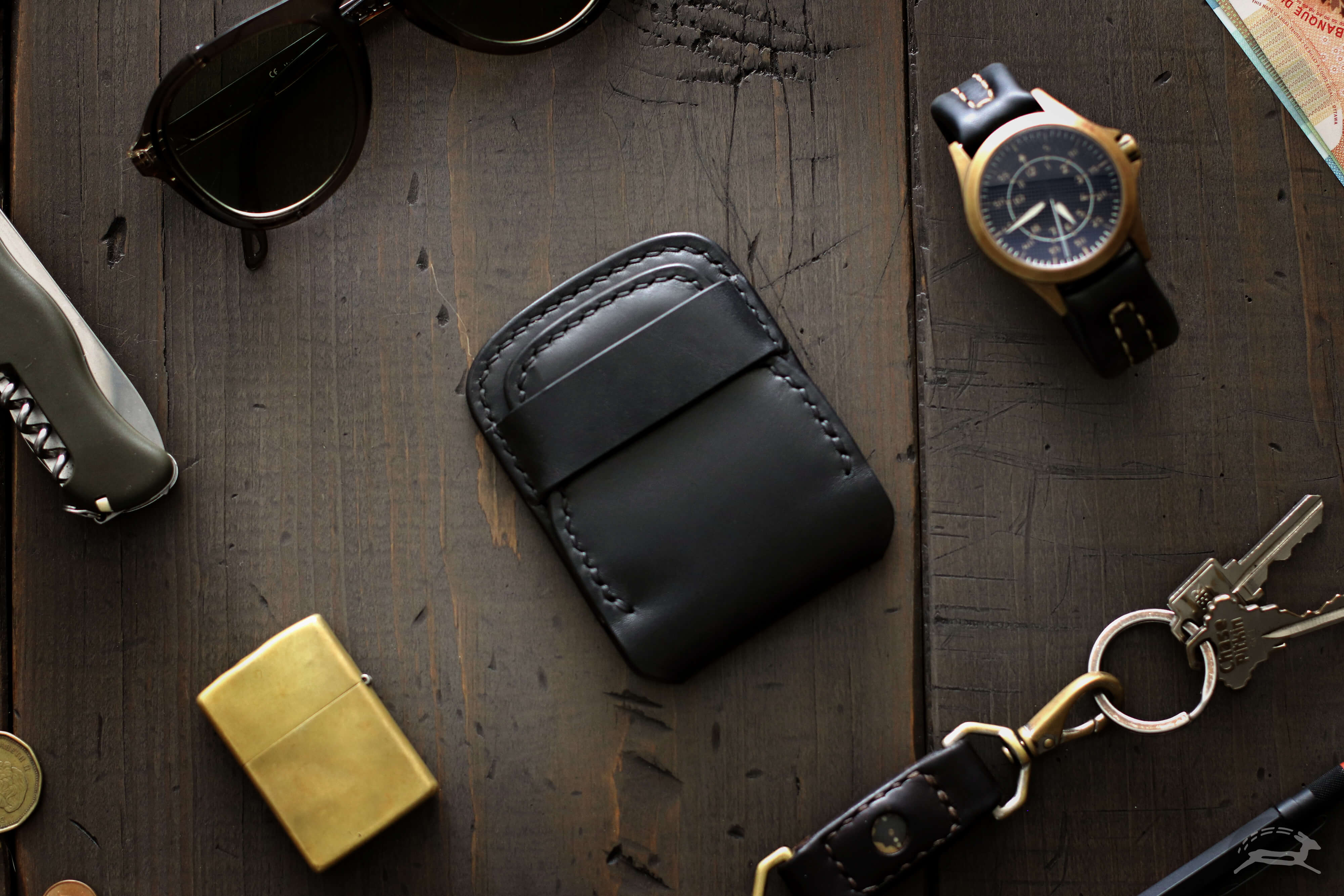 black leather edc pocket dump - OCHRE handcrafted