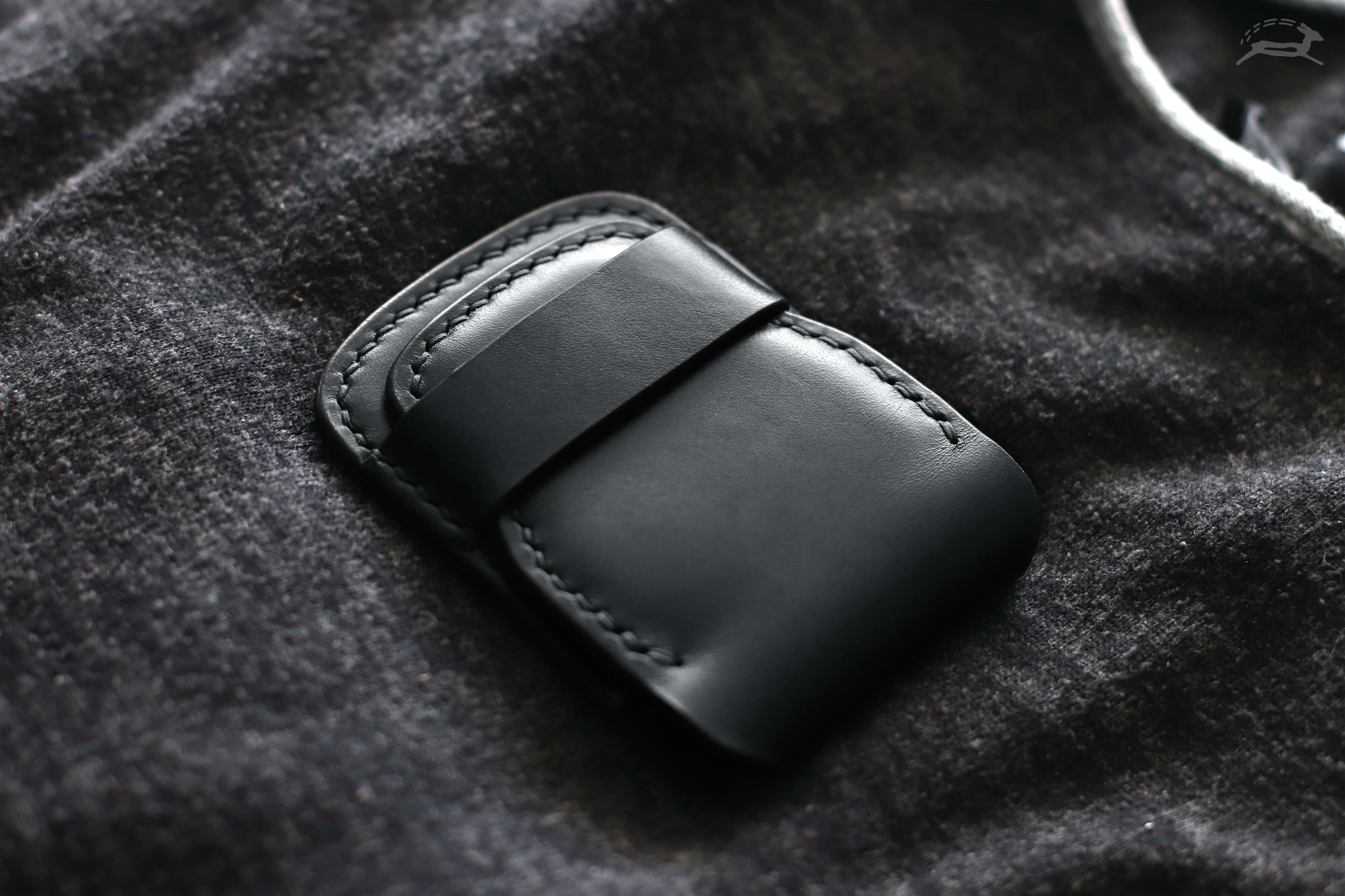 black leather wallet and dark wool - OCHRE handcrafted