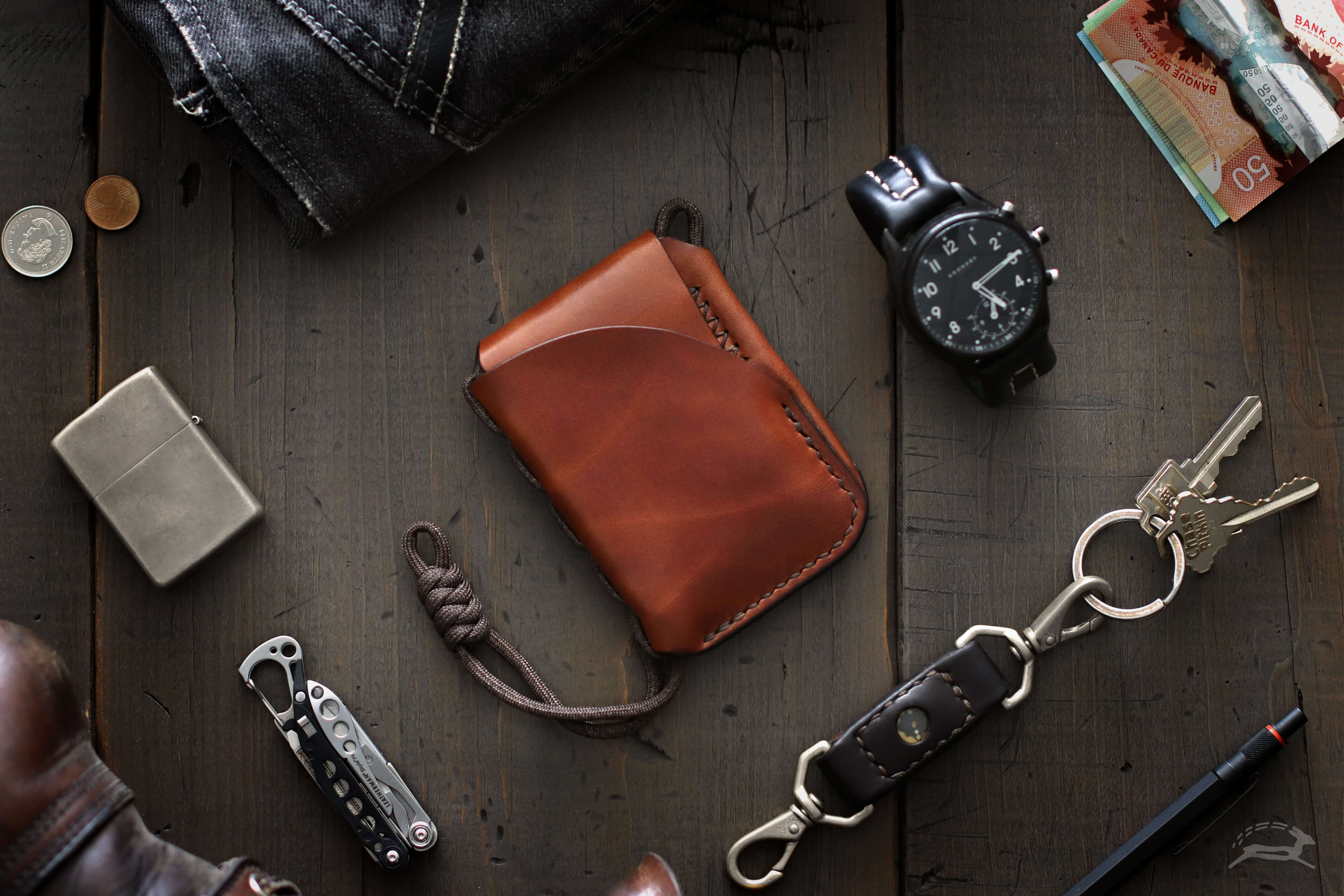leather and brass edc pocket dump - OCHRE handcrafted