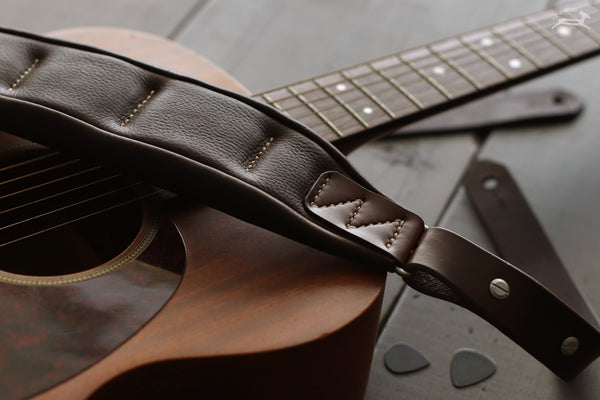 leather guitar belt with extra thick padding - OCHRE handcrafted