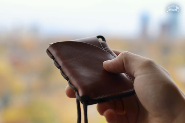 leather patina edc card wallet - OCHRE handcrafted