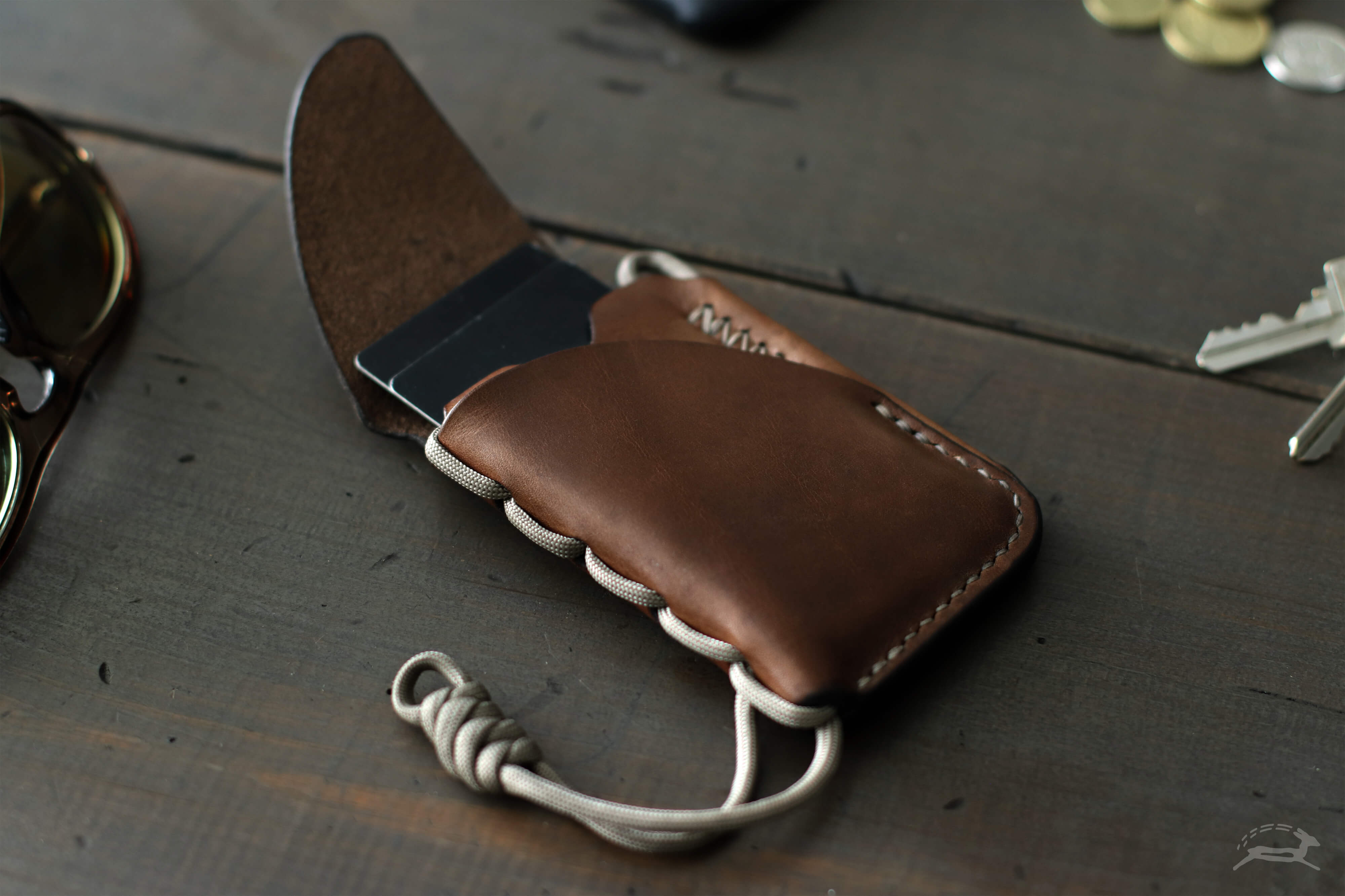 unique minimalist leather edc card wallet  - OCHRE handcrafted