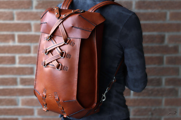 china handcrafted leather backpack NOMAD rucksack