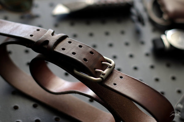 Dark Brown Leather Belt with warm patina - OCHRE handcrafted