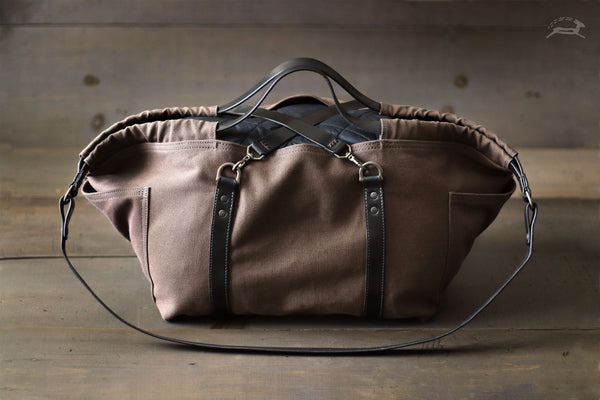 Duffel Bag tote in leather and waxed canvas - OCHRE handcrafted