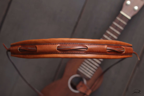 Handcrafted Leather Ukulele Strap - PILLOW style - OCHRE handcrafted