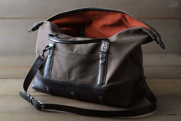 Leather and canvas duffel bag - OCHRE handcrafted