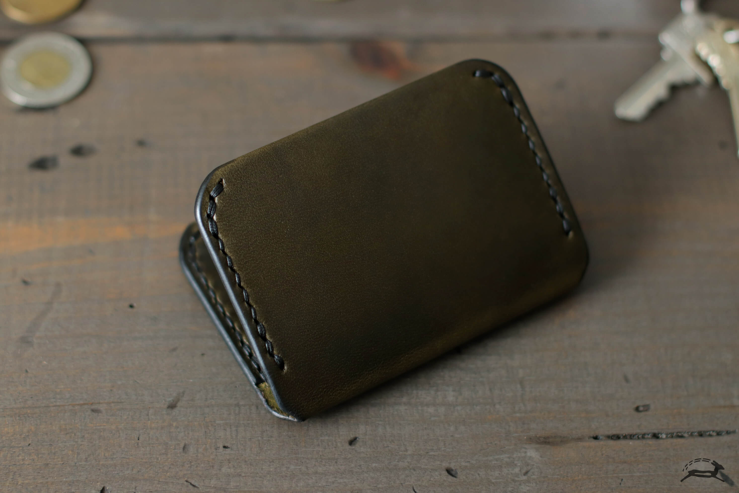 Olive Green Leather Card Wallet
