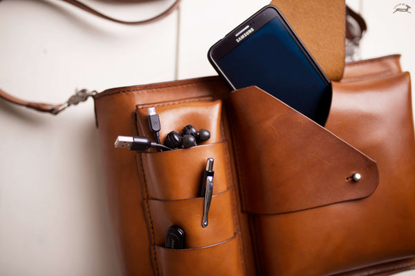 handcrafted leather messenger bag - OCHRE handcrafted