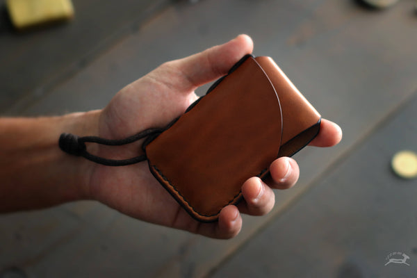 handmade card holder wallet warm full grain leather - OCHRE handcrafted