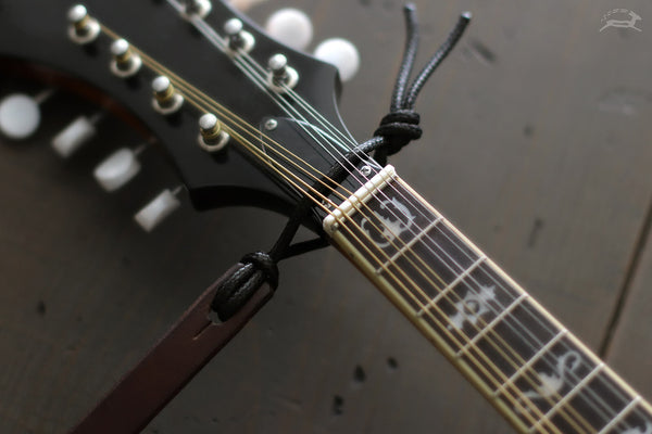 LEATHER MANDOLIN STRAP WITH LACE FOR HEADSTOCK - OCHRE HANDCRAFTED
