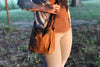 leather and canvas cross-body bag outdoors - OCHRE handcrafted