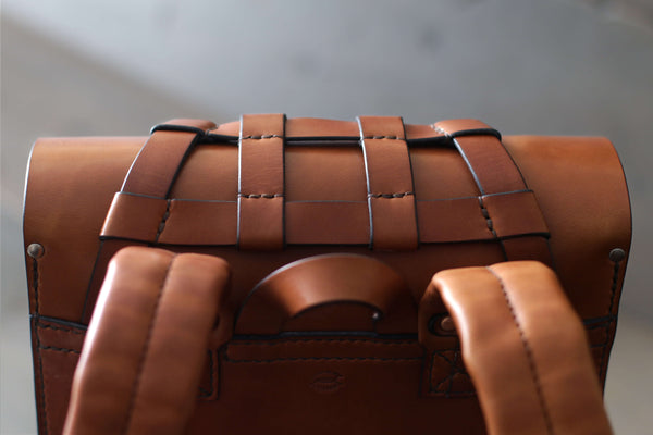 leather bag with utility webbing - OCHRE handcrafted