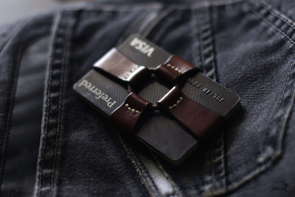 leather card holder denim - OCHRE handcrafted