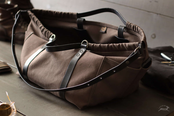 lightweight leather and canvas tote - OCHRE handcrafted