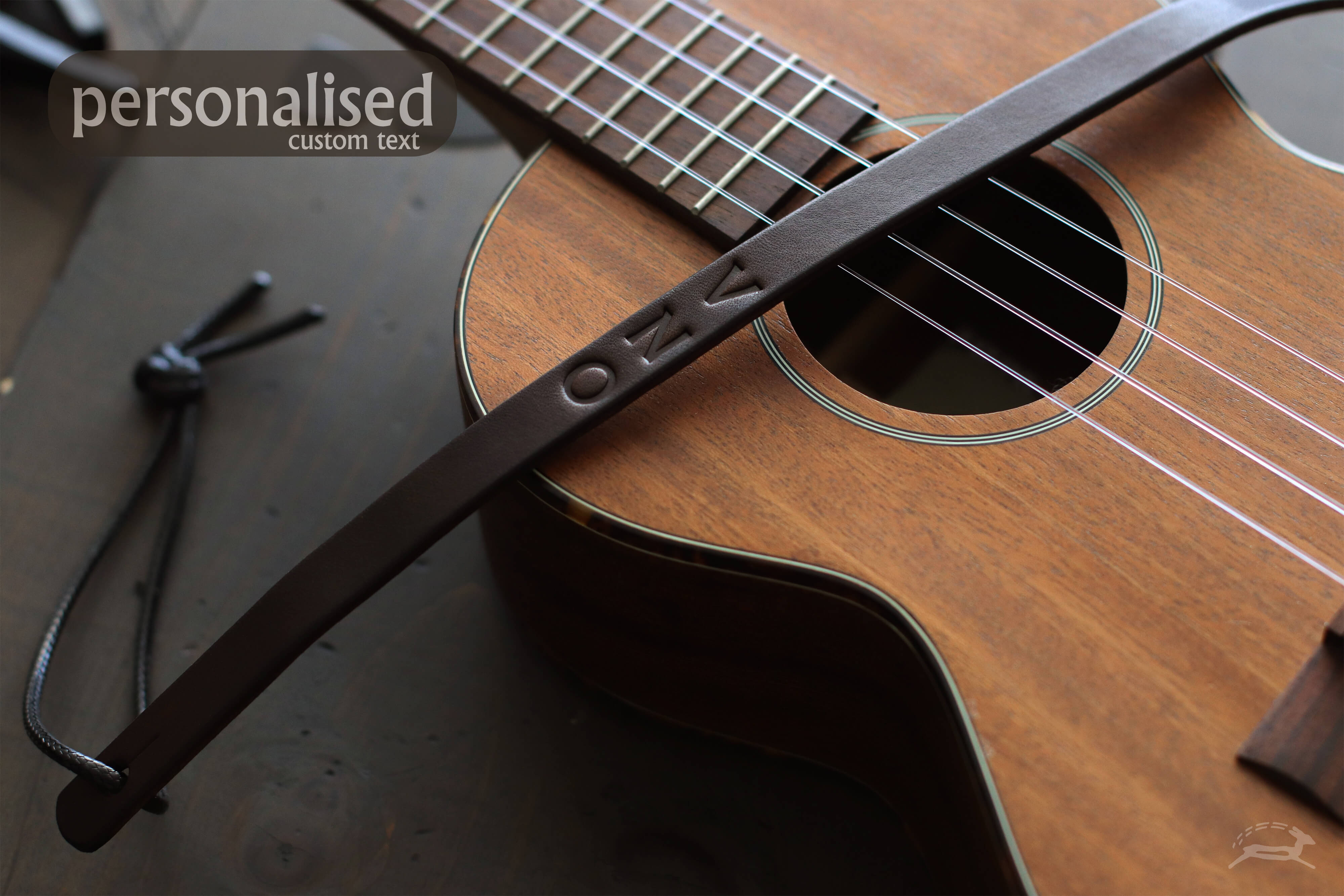 personalized leather uke strap with initials - OCHRE handcrafted