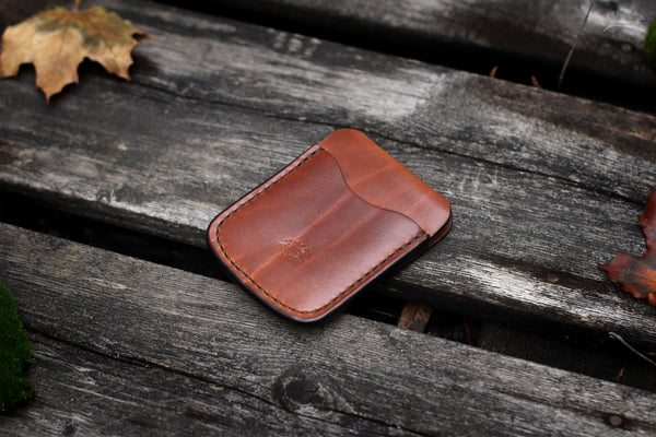 RUSTIC HANDMADE LEATHER CARD WALLET - OCHRE HANDCRAFTED