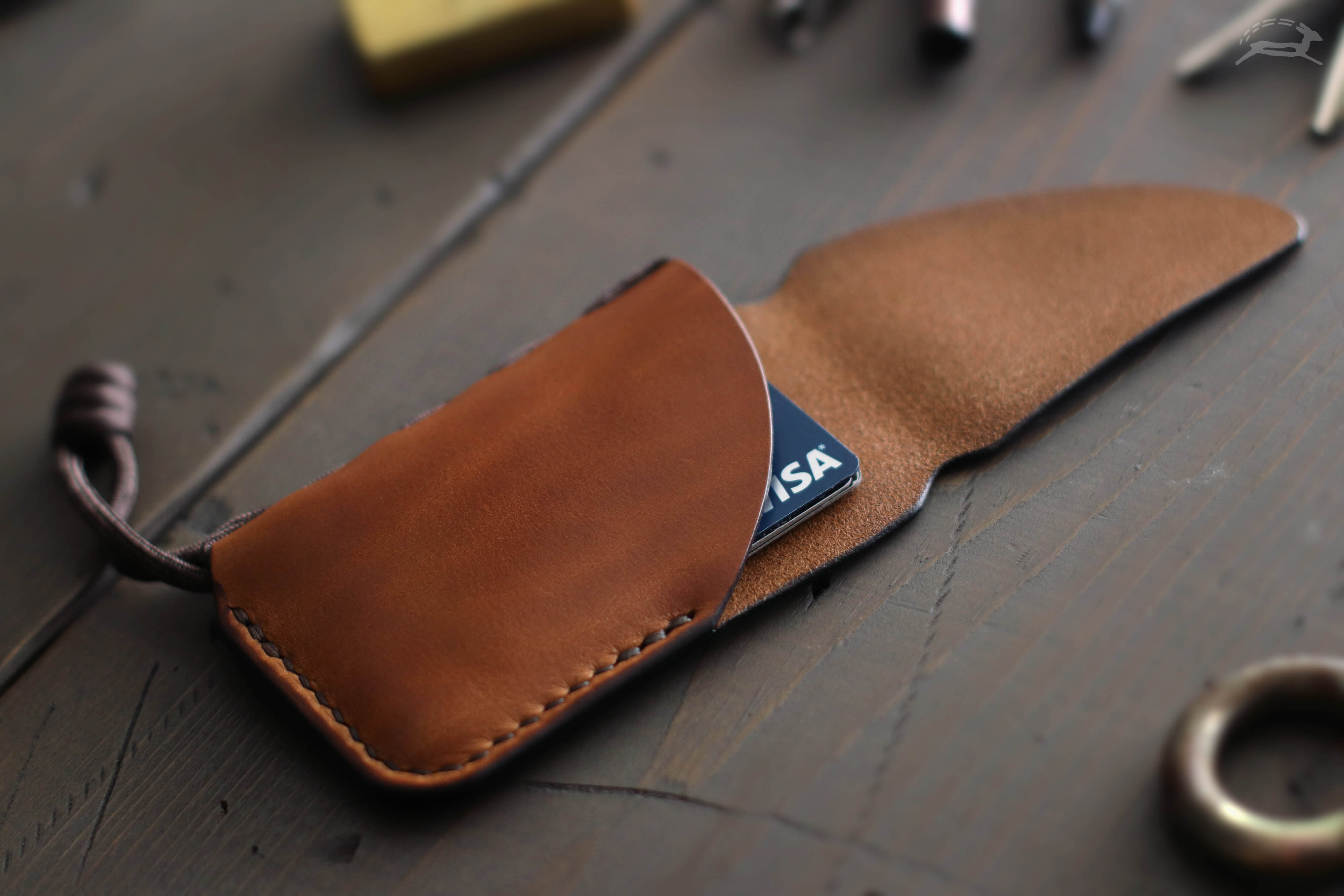 simple card sleeve light brown leather - OCHRE handcrafted