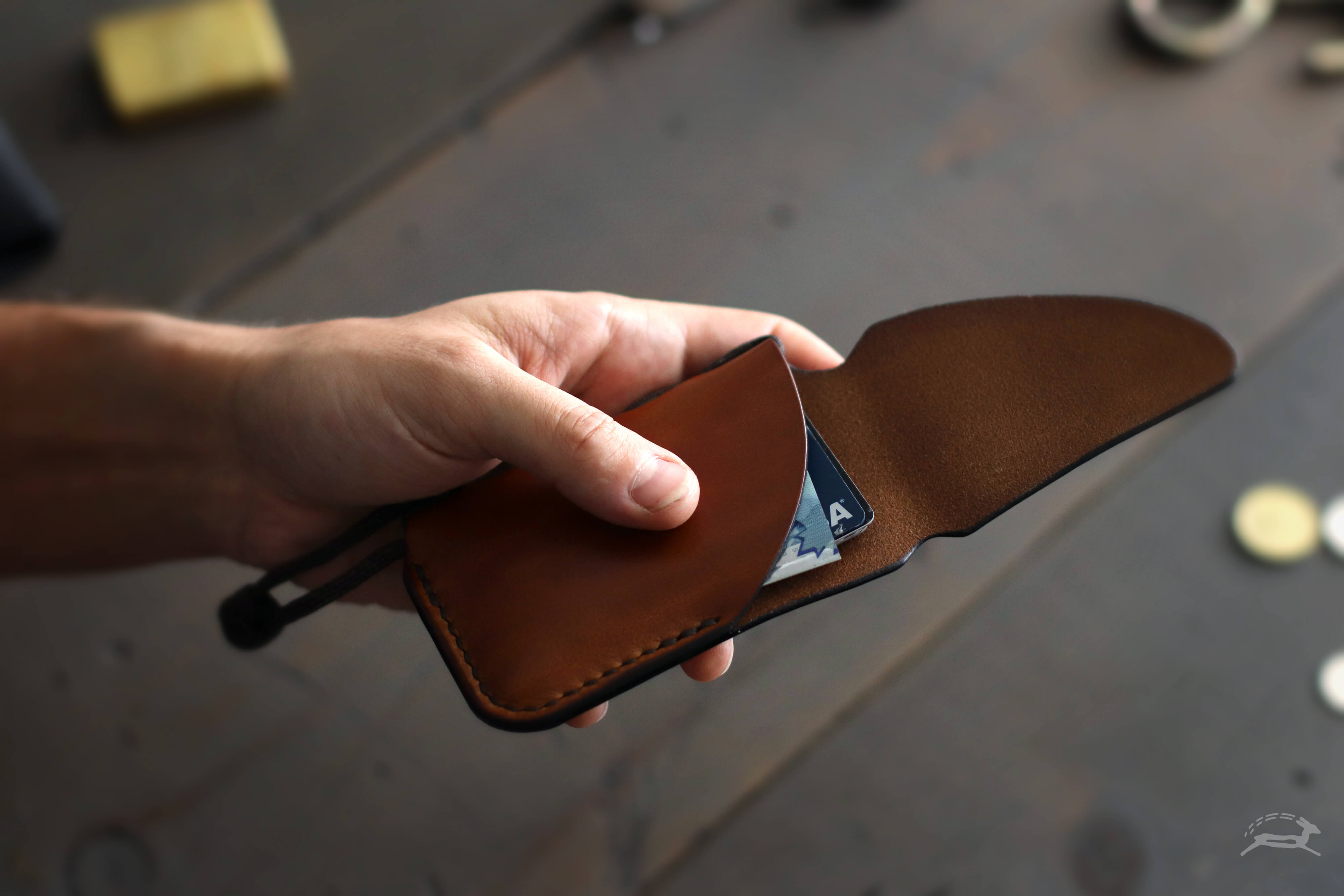 slim cardholder with flap closure - OCHRE handcrafted