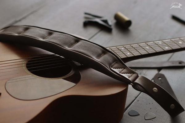 soft cushioned leather guitar belt - OCHRE handcrafted