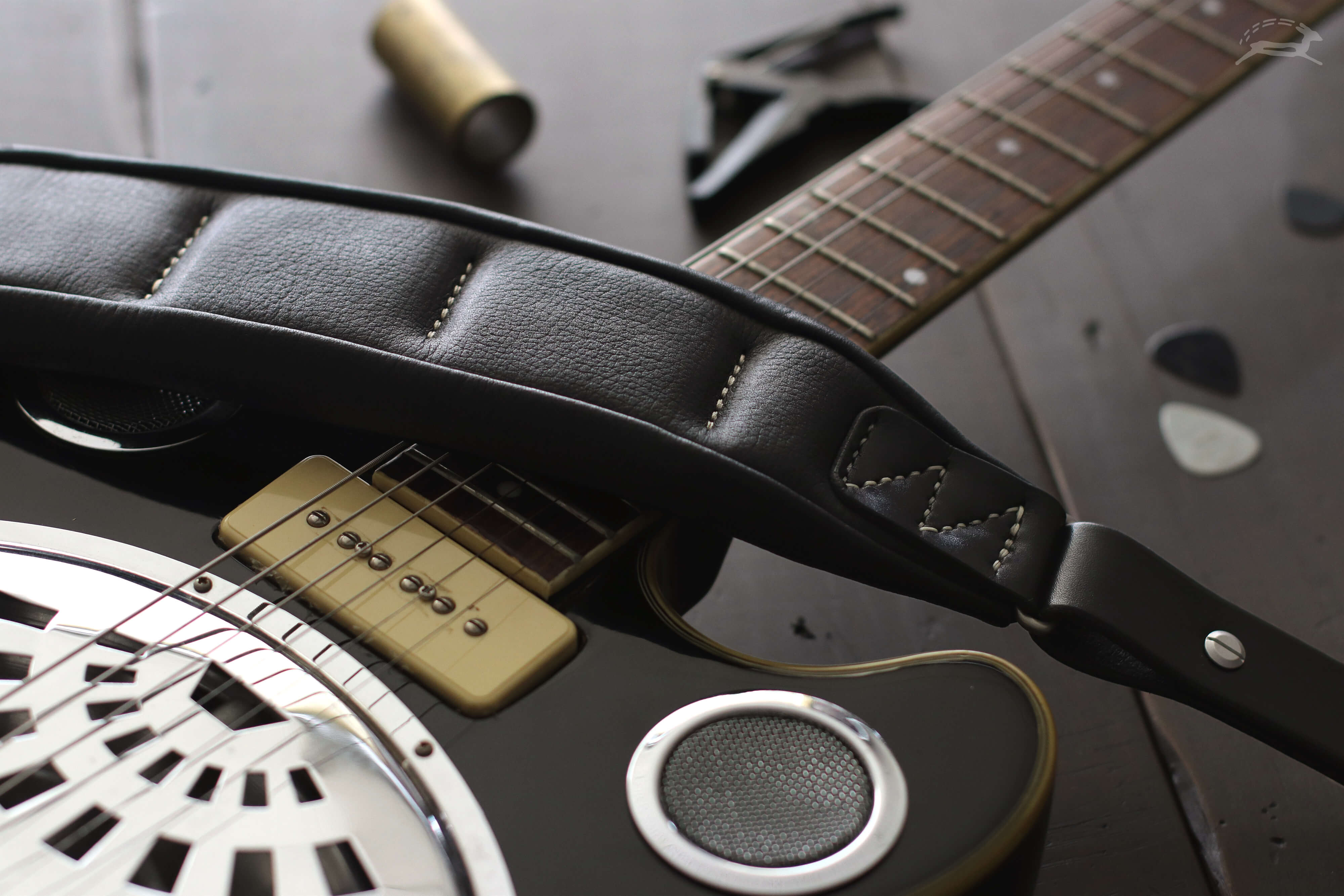 soft padded 3 inch guitar strap - OCHRE handcrafted
