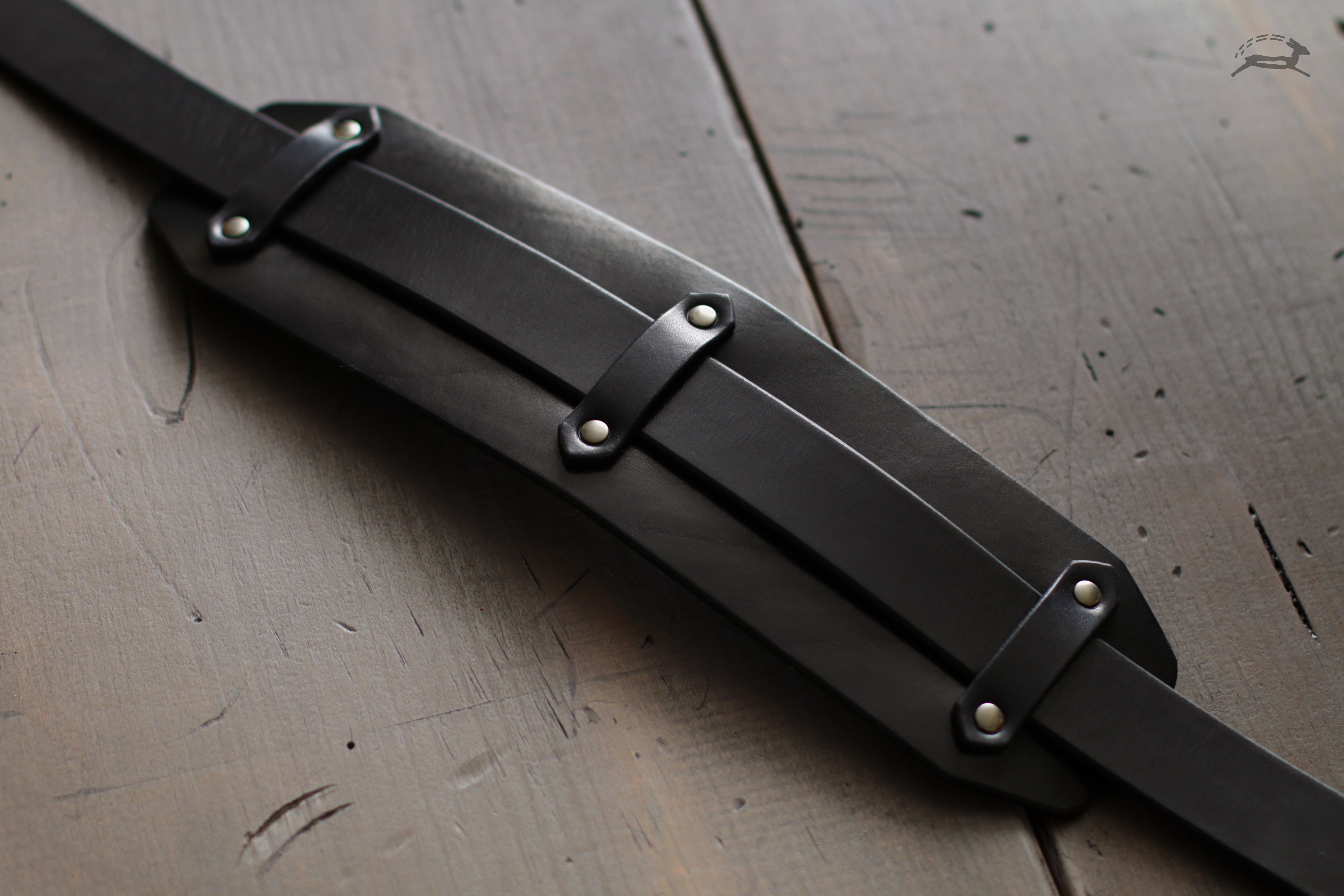 Black Leather Guitar Strap