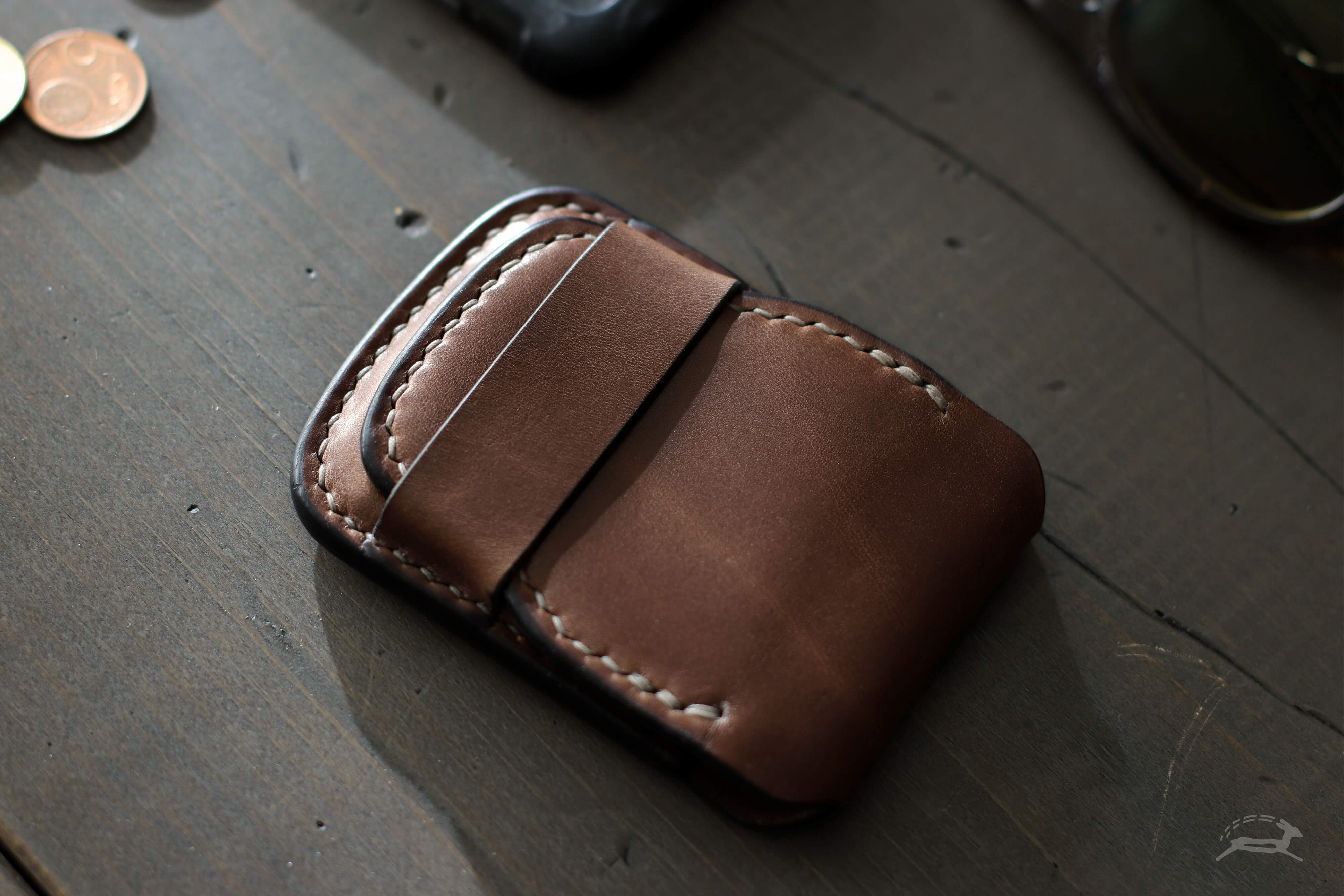 Brown Leather wallet on desk edc - OCHRE handcrafted
