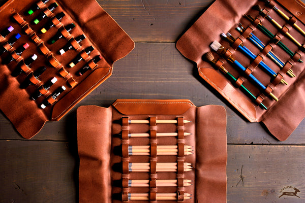 Artist's Tool Roll, Handmade Leather Tool Cases