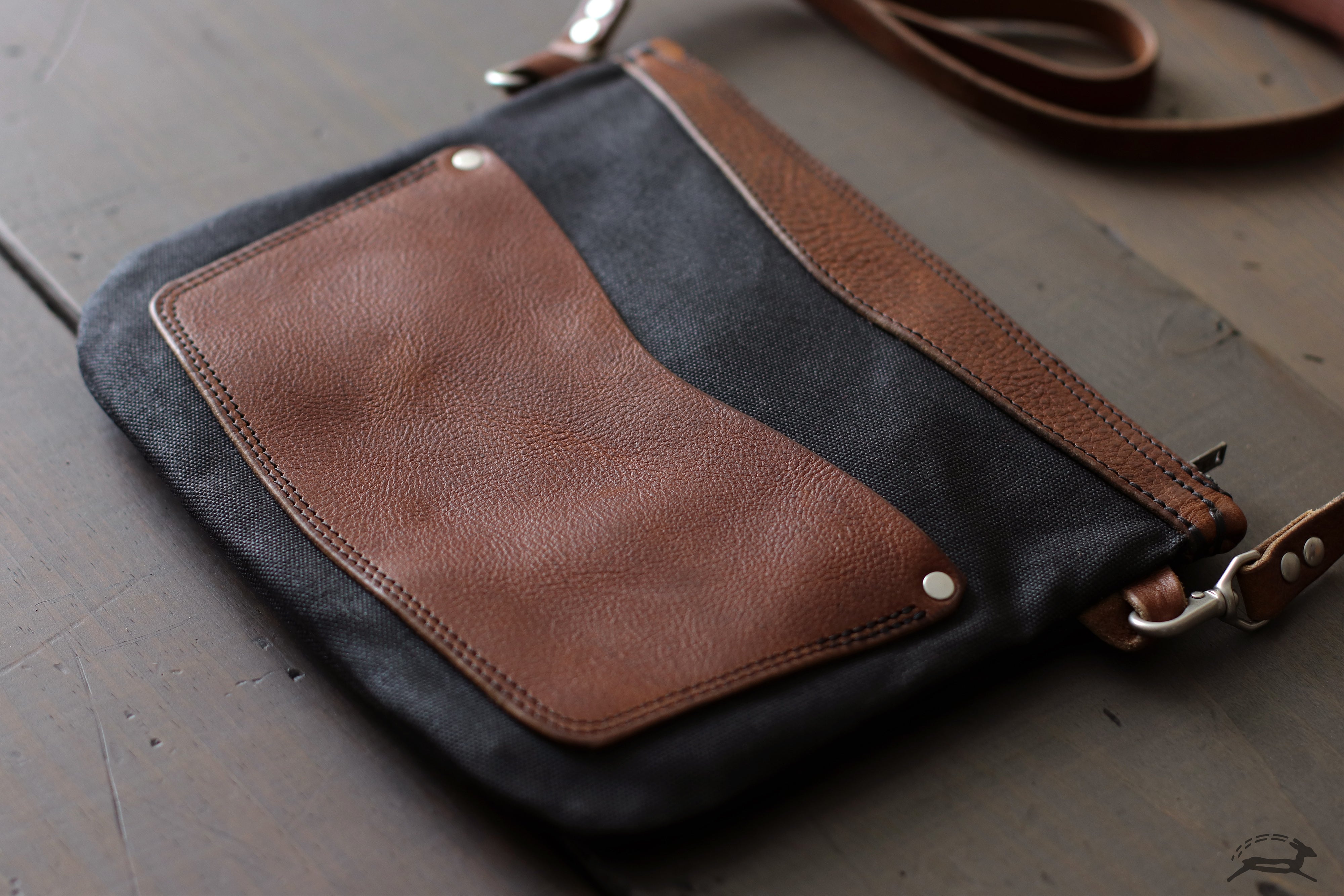 Handmade Leather and Cancvas Shoulder Bag