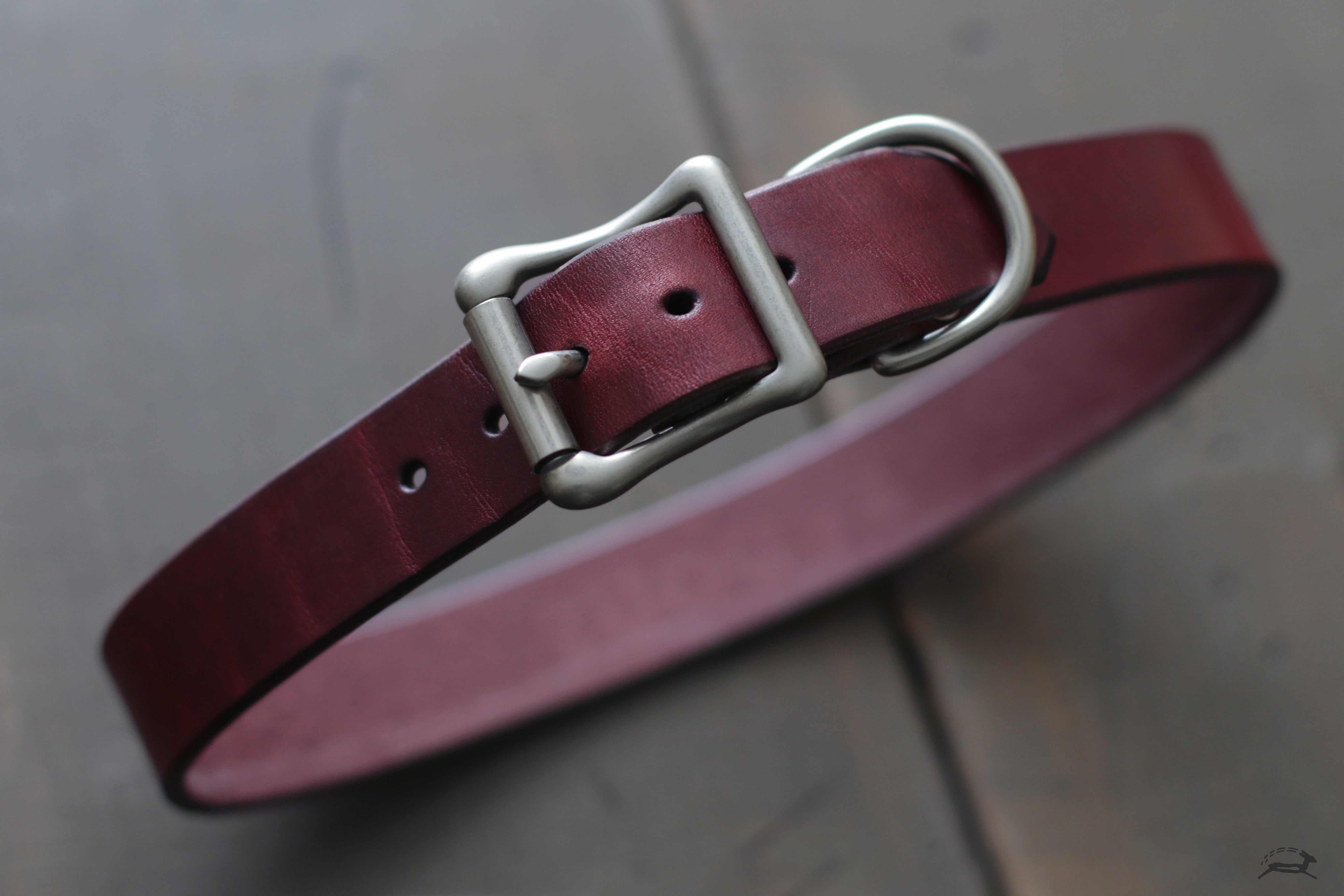 Dark Red leather dog collar