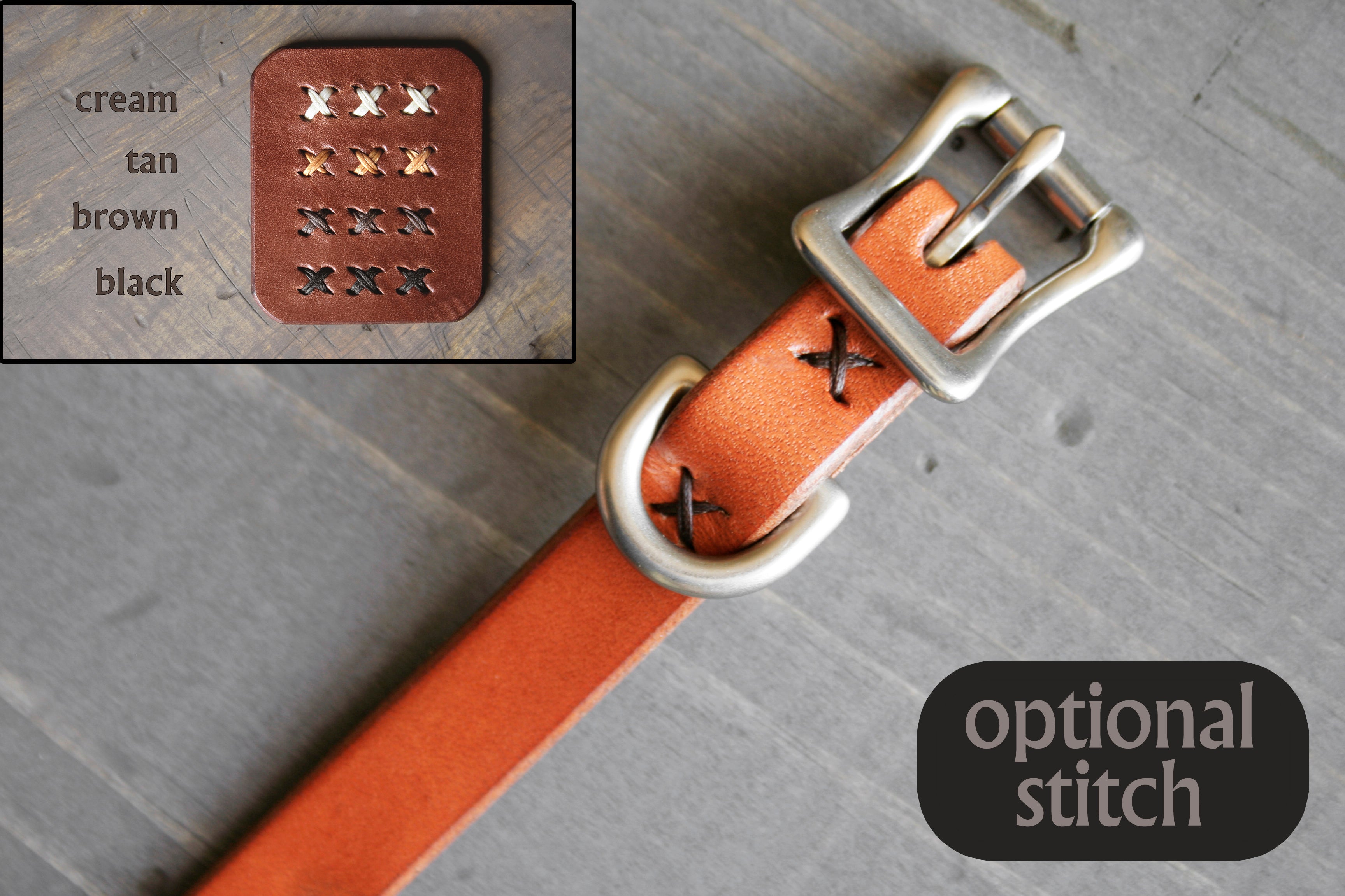 Hand-stitched Leather cat collar