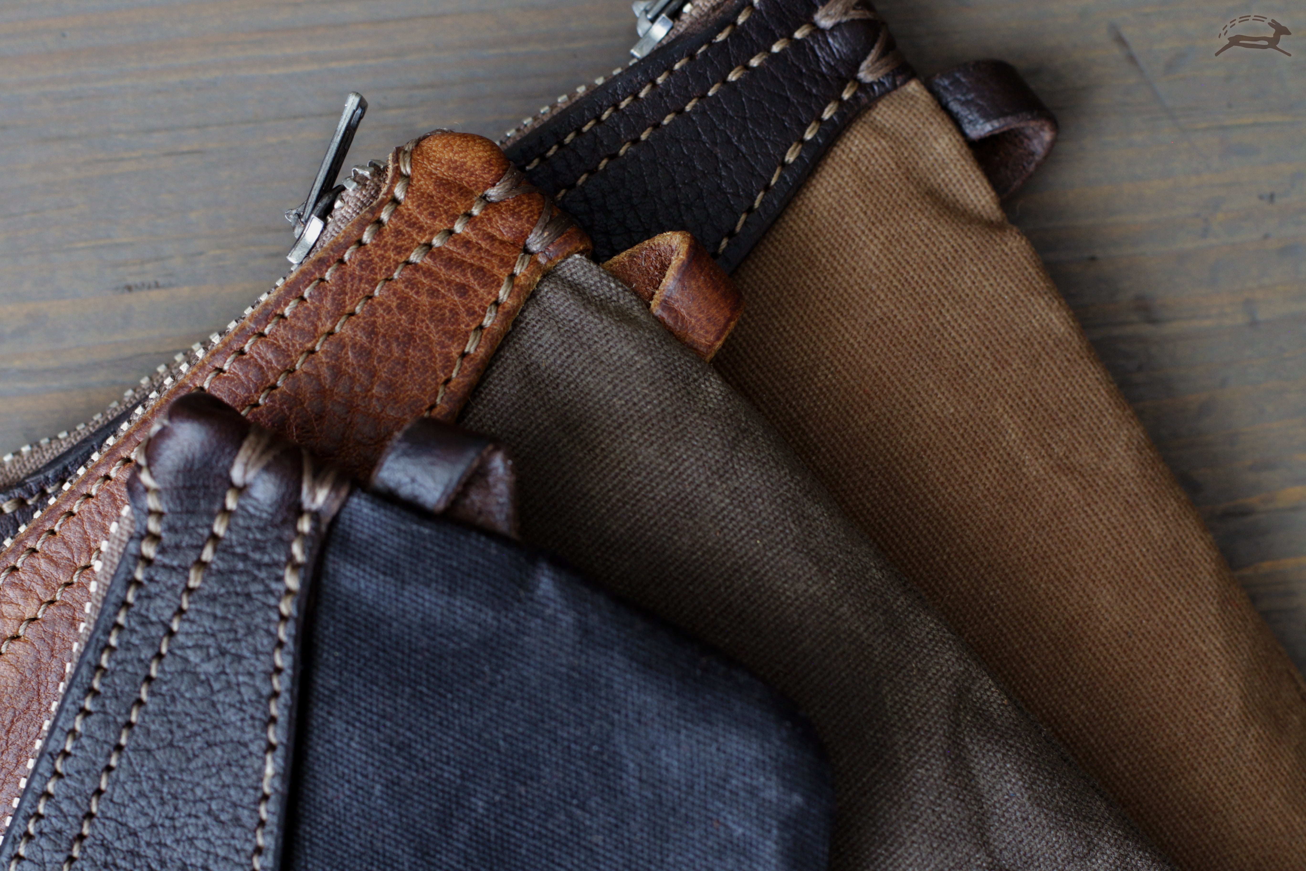 Leather and Canvas Pouch colors - OCHRE handcrafted