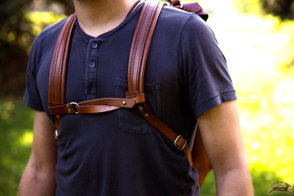 Leather backpack with Sternum Strap - OCHRE handcrafted