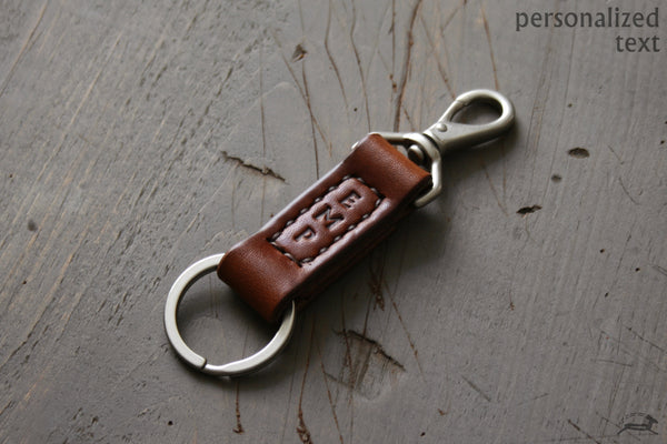 Monogrammed Leather Keychain