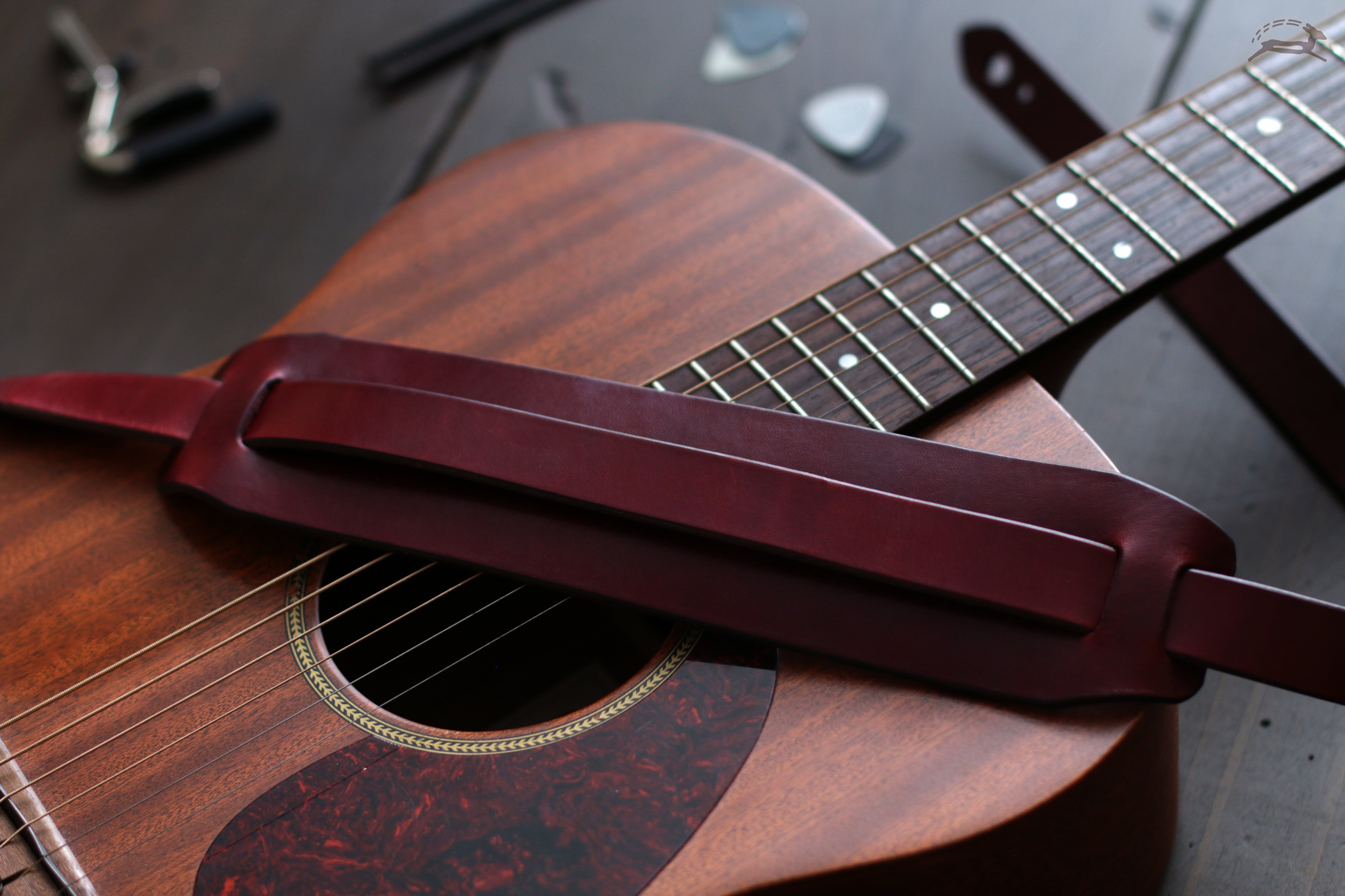 Red Leather Guitar Strap