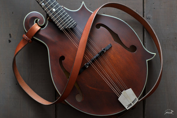 Thin Brown Leather Mandolin Strap