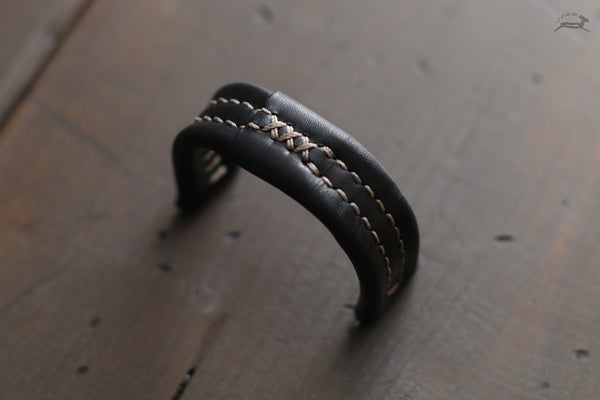 black stitched watch band