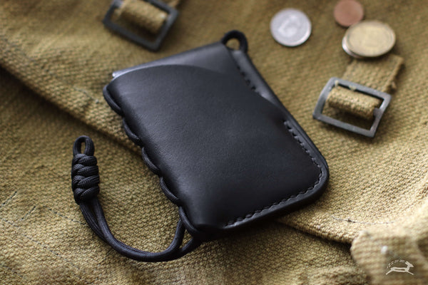 black tactical leather wallet - OCHRE handcrafted