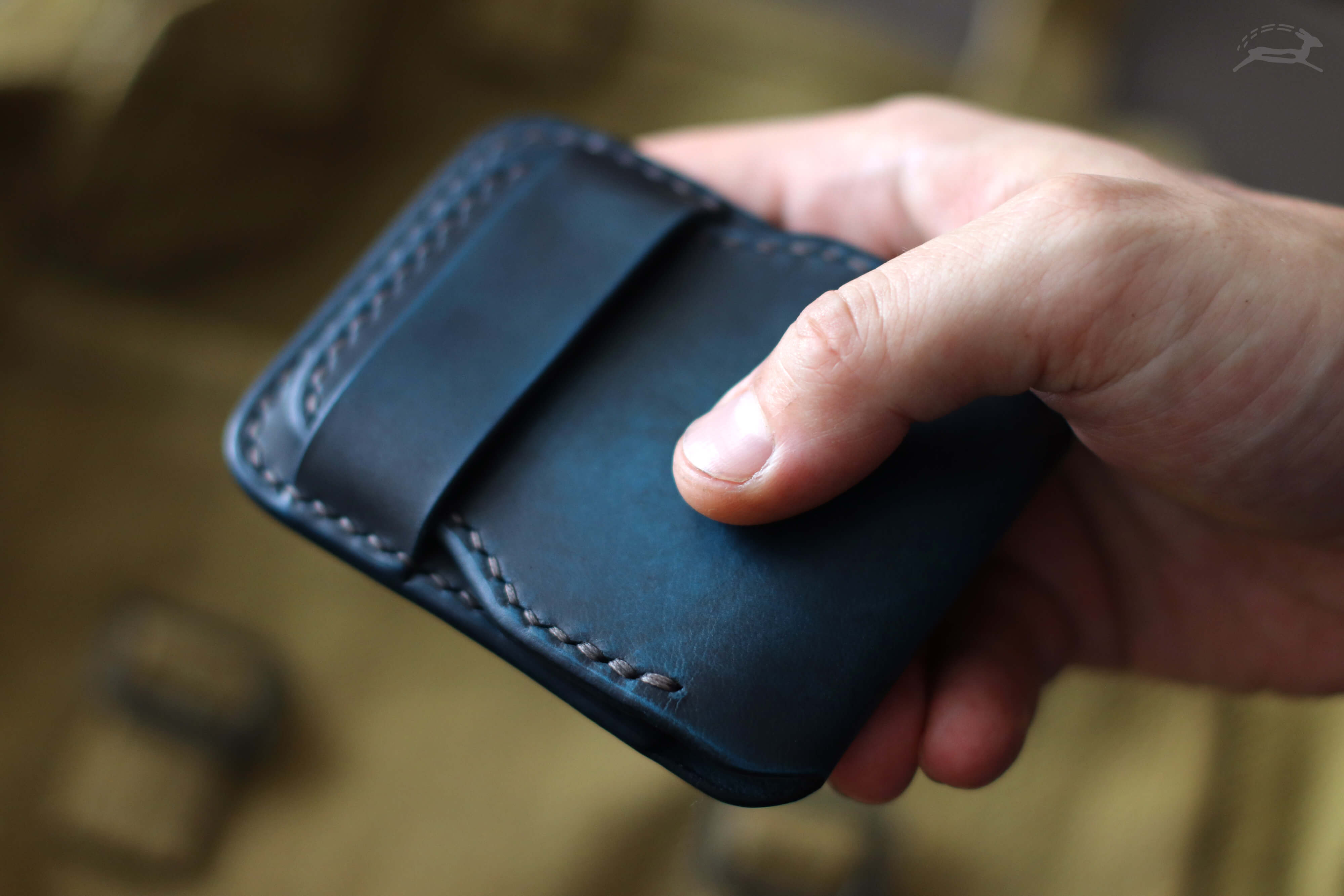 blue buttero leather minimalist wallet - OCHRE handcrafted