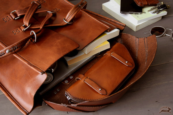 handmade rucksack with pocket - OCHRE handcrafted