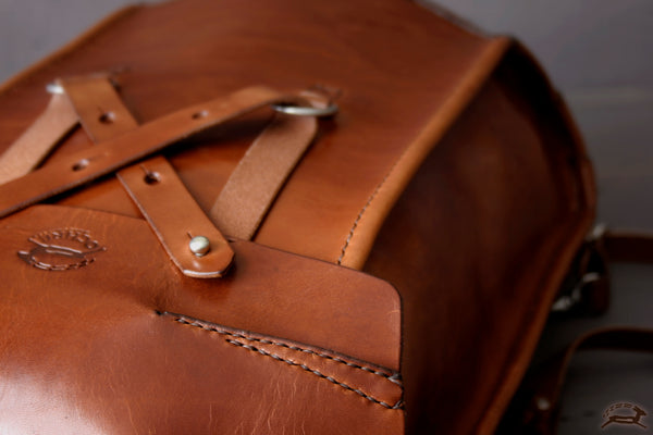 leather backpack with stud closure - OCHRE handcrafted